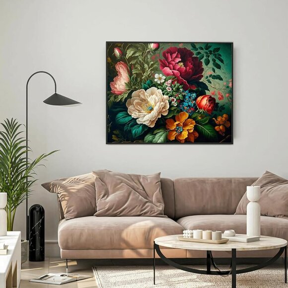 Flower Paint by Numbers Kit for Adults Canvas-Flower Adult Paint by Numbers for - Picture 4 of 7